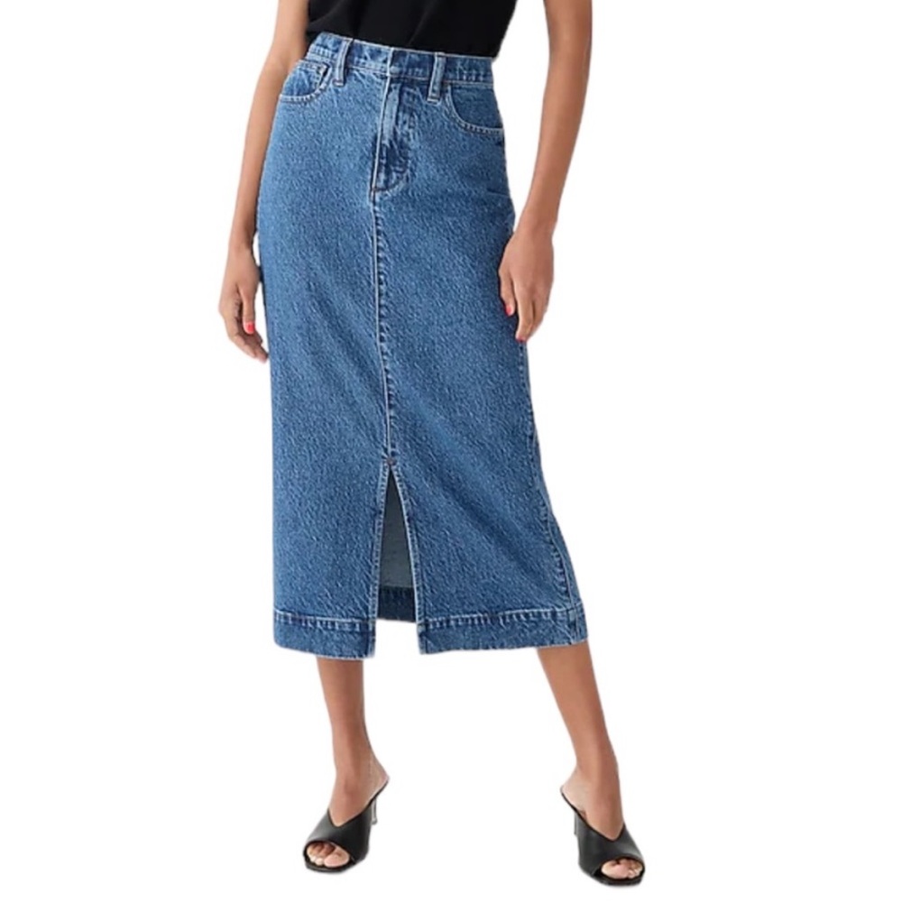 J. Crew Blue Denim Midi Skirt in Hickory Wash - sz 31 / 10 12 14